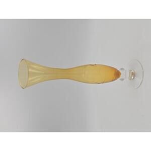 Vintage HTC Amber Cut Glass Etched Decorative Vase